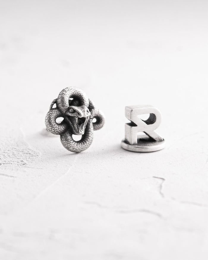 Silver single earring SERPENS