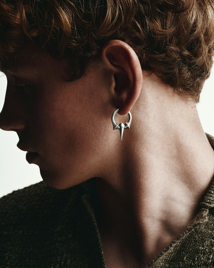 Silver single earring WANDERER
