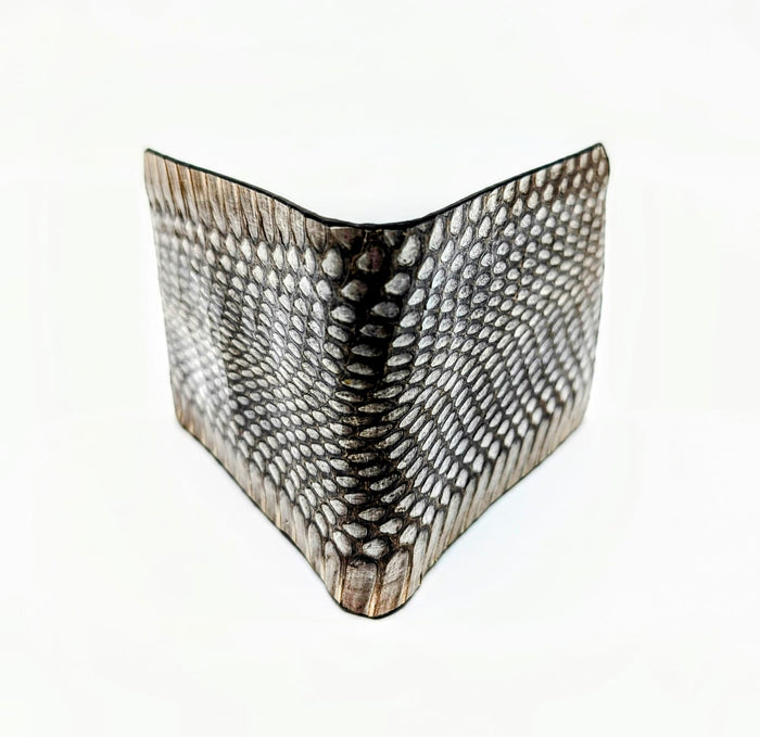 Silver Snakeskin Leather Western Wallet, Bifold Wallet, 6 card slot, Handmade Western Wallet, Cowboy Wallet