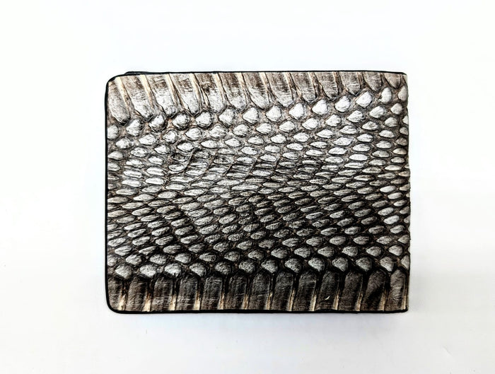 Silver Snakeskin Leather Western Wallet, Bifold Wallet, 6 card slot, Handmade Western Wallet, Cowboy Wallet