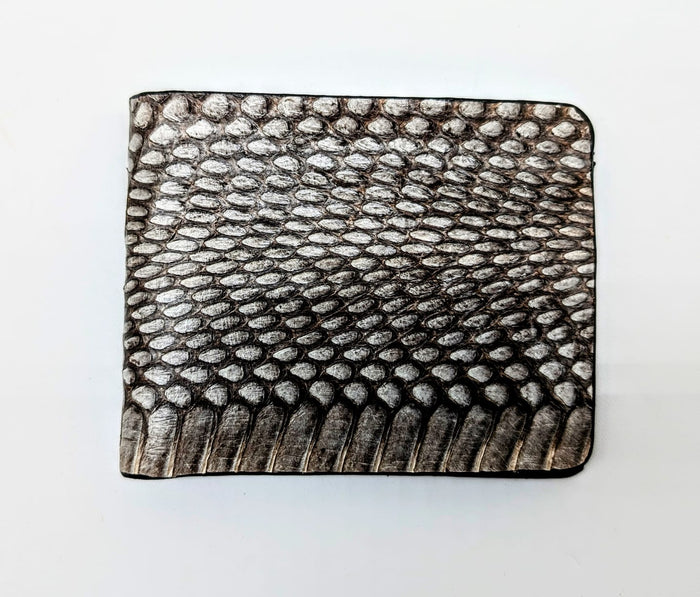 Silver Snakeskin Leather Western Wallet, Bifold Wallet, 6 card slot, Handmade Western Wallet, Cowboy Wallet