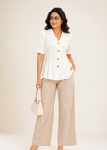 Flurr SmartFit Peplum Top in white front view