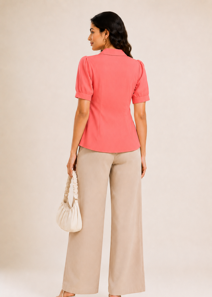 Flurr SmartFit Peplum Top in pink back view