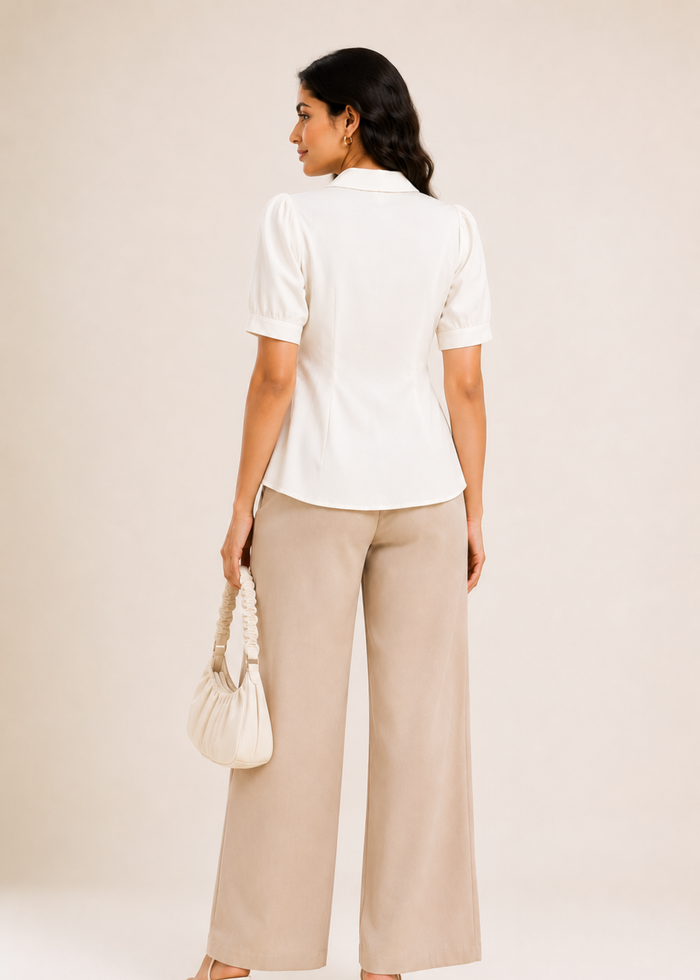 Flurr SmartFit Peplum Top in white back view