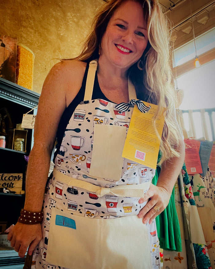 Stella Coffee Shop Apron Sip Sip Coffee Cups Mugs Espresso Coffee Beans To Go Cups Drip Coffee on model
