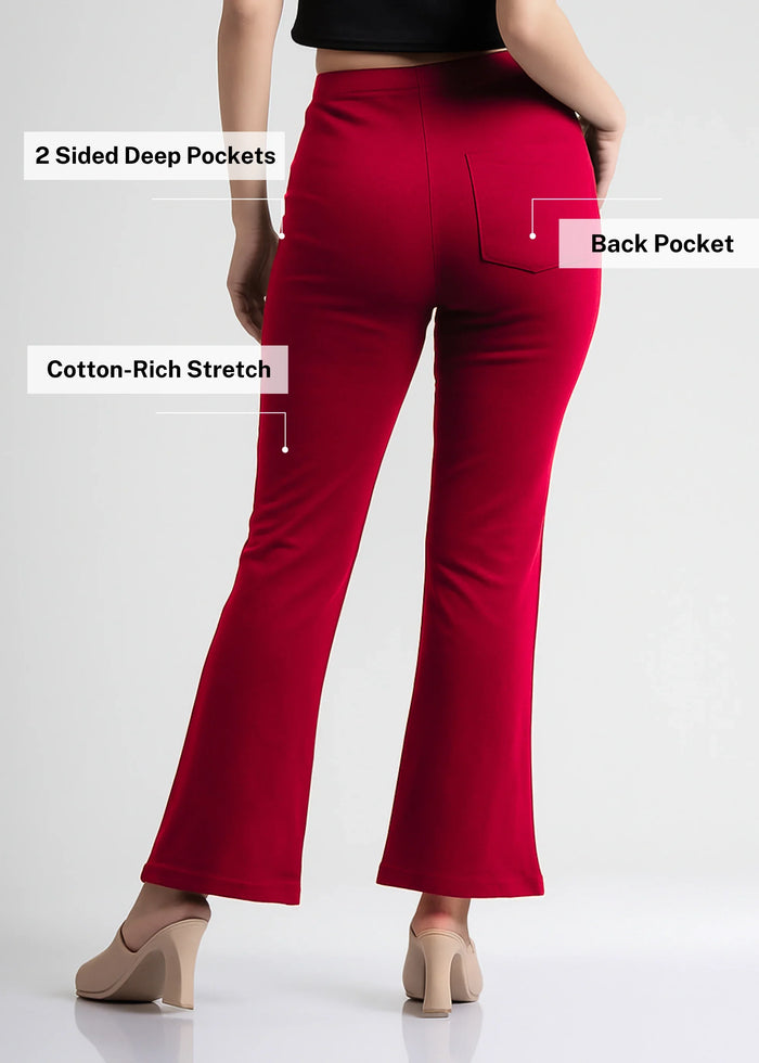 Stretchable Flared Bootcut Cotton Pants