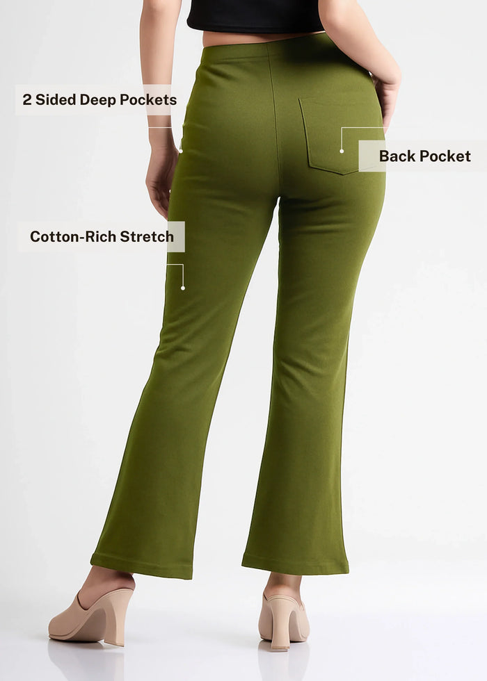 Stretchable Flared Bootcut Cotton Pants