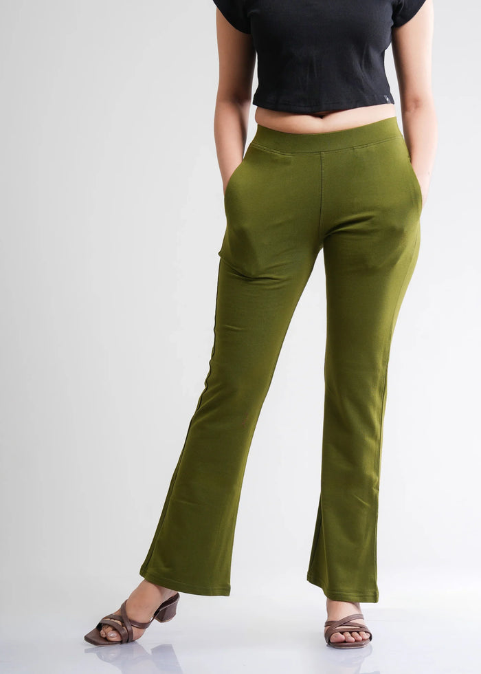 Stretchable Flared Bootcut Cotton Pants