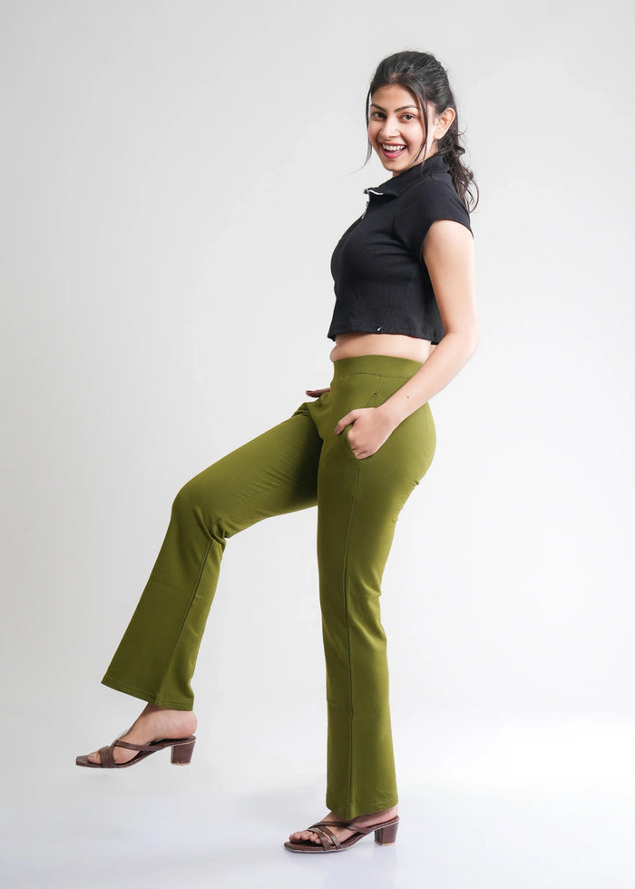Stretchable Flared Bootcut Cotton Pants