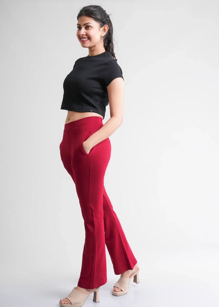 Stretchable Flared Bootcut Cotton Pants