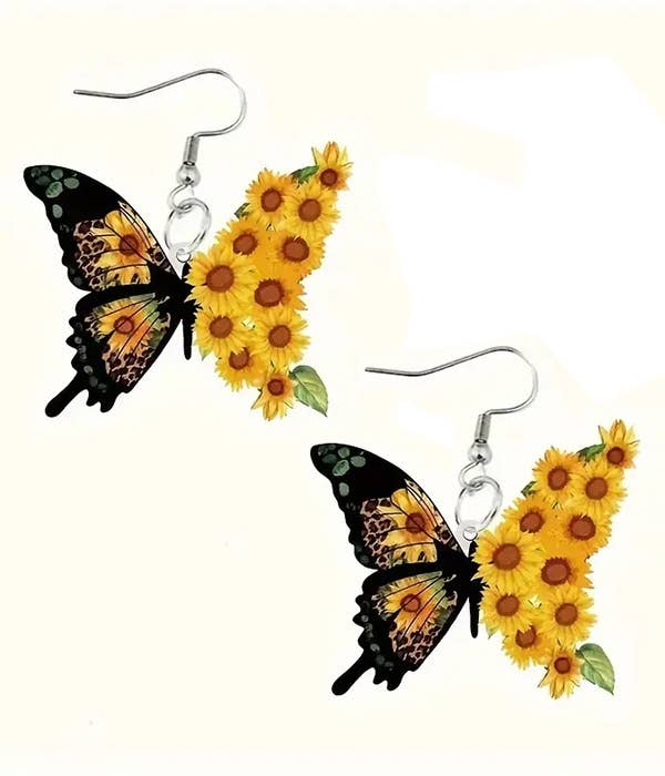Sunflower Butterfly Earrings