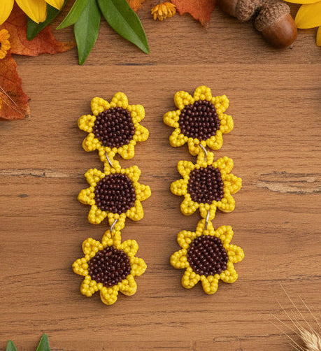 Amanda Bright Designs Sunflower-shaped earring drop