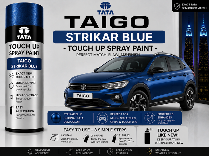 Tata Tiago Striker Blue Touch Up Spray Paint – OEM Color Match | LIHA Aerosols 500ml