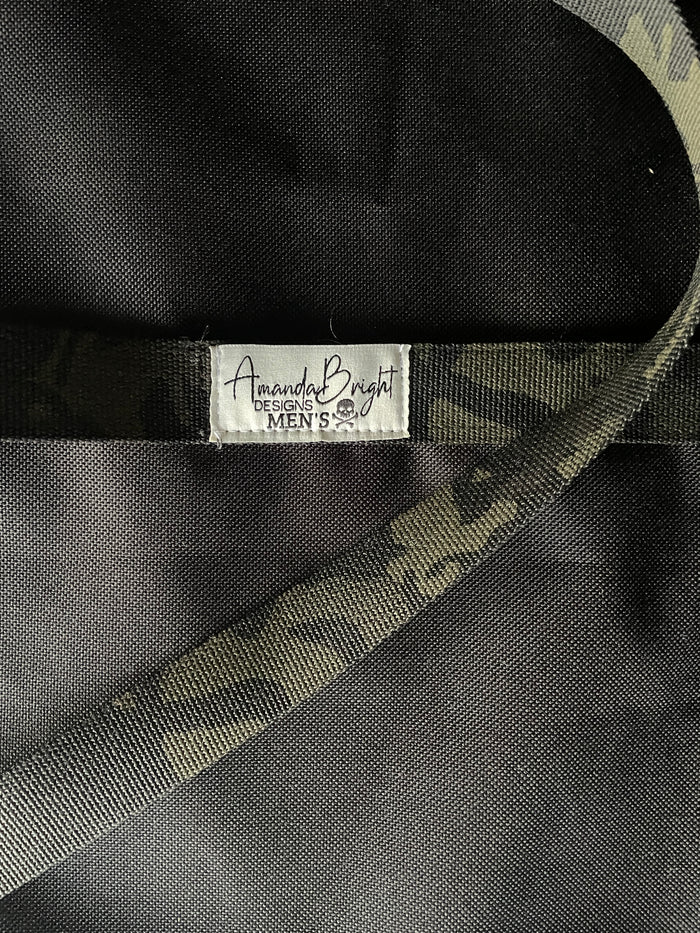 Amanda Bright designs black Multicam string and black waterproof canvas apron for men bbq grilling birthday christmas gift