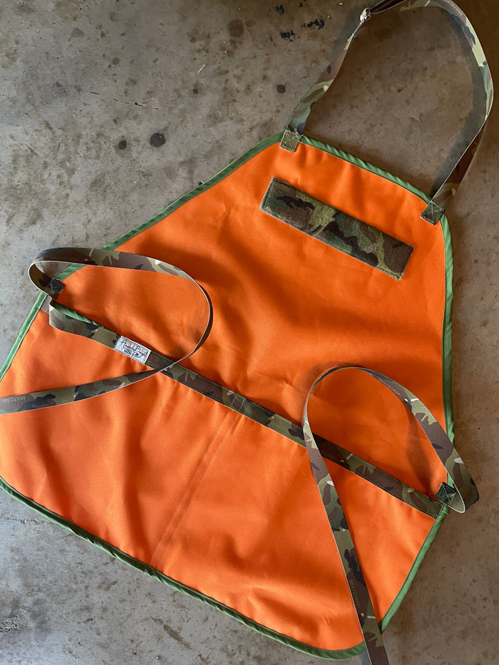 Amanda Bright designs mens Multicam orange ottertex canvas apron mcfly back to the future theme