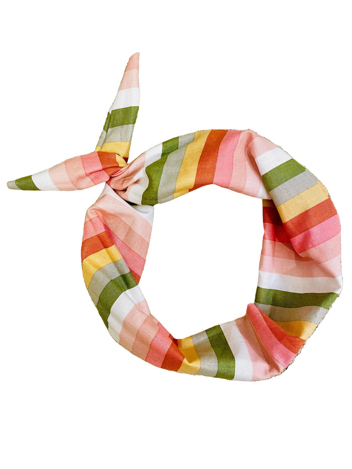 Amanda Bright Designs colorful Bright striped headband, green gold cinnamon amber retro style 1960s