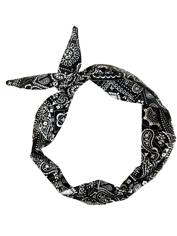 Tie Headband - Black Bandana