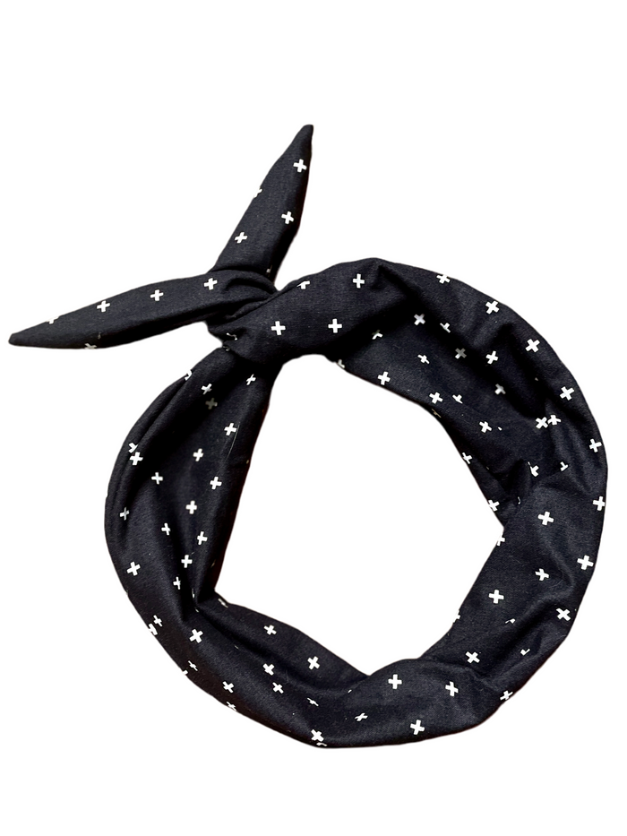 Amanda Bright Designs Tie Headband Black Crosses