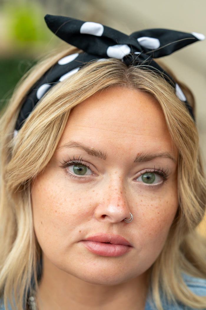 Amanda Bright Designs Black and white polkadot Original Tie headband