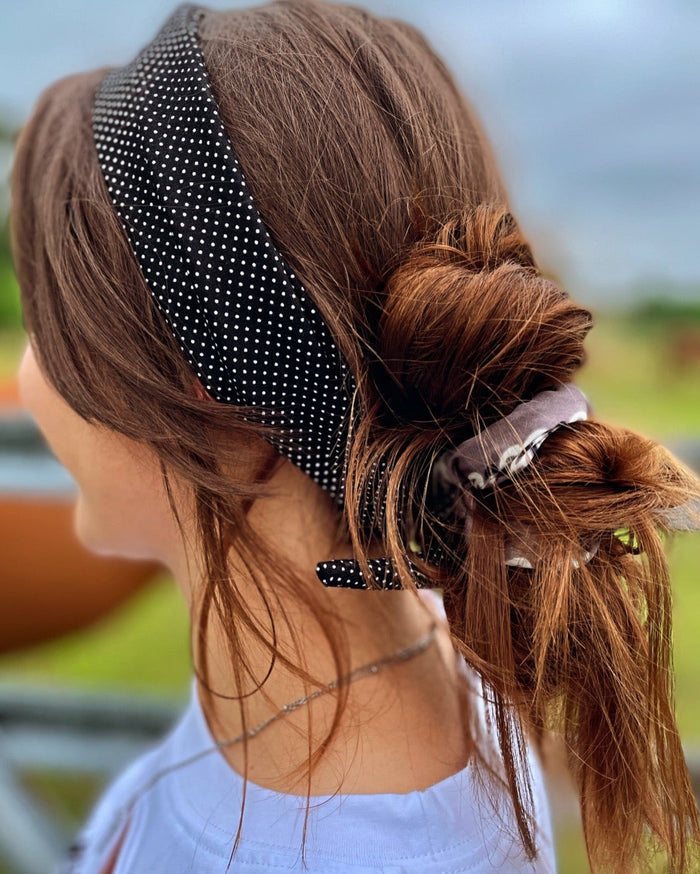 Amanda Bright Designs Black Swissdot The Original Tie Headband