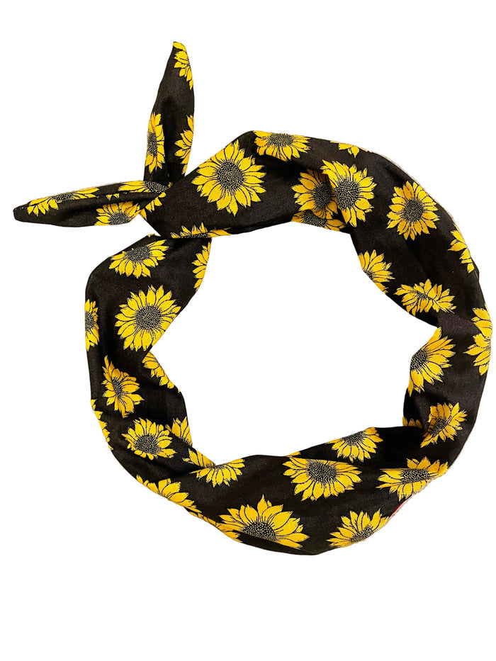 Amanda bright designs black headband with yellow sunflowers