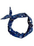 Blue bandana with white paisley pattern poly cotton fabric Amanda Bright Designs