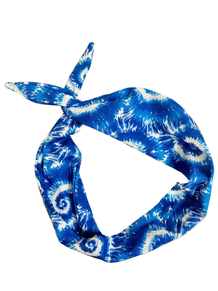 Blue and white tie-dye headband Amanda Bright Designs