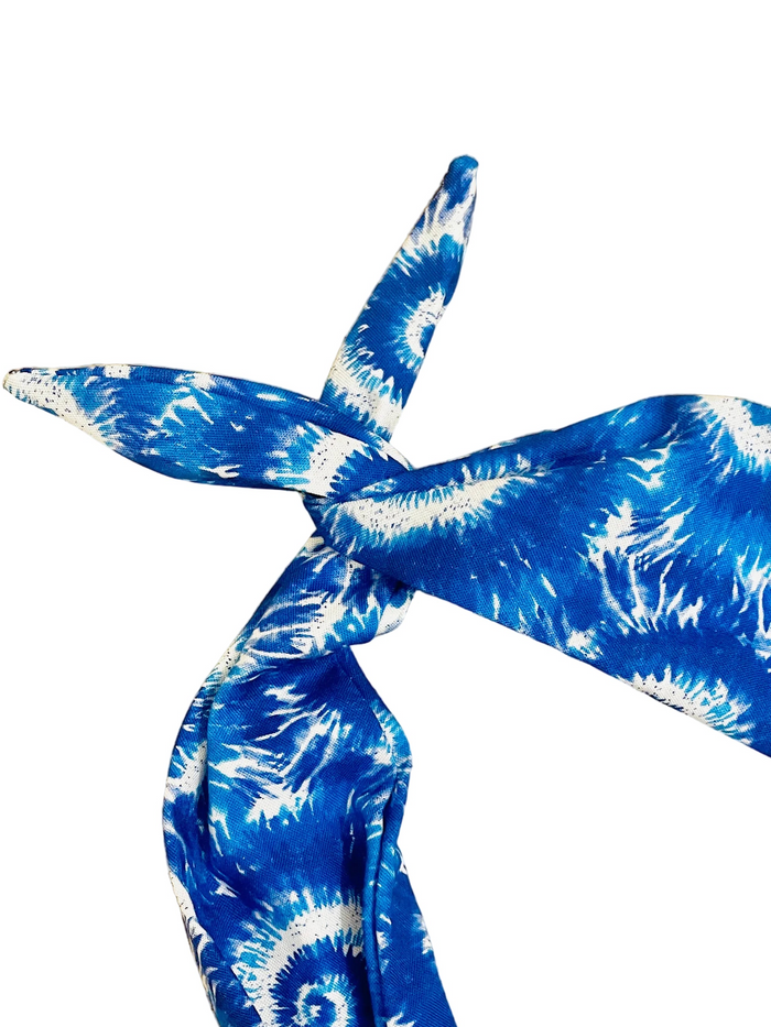 amanda bright designs moldable bendable blue and white tie dye cotton original tie headband summer