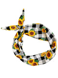 Headband with sunflower and checkered pattern Amanda bright designs