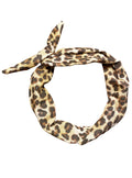 Amanda Bright Designs moldable bendable Tie Headband in Leopard Denim Print Animal Print