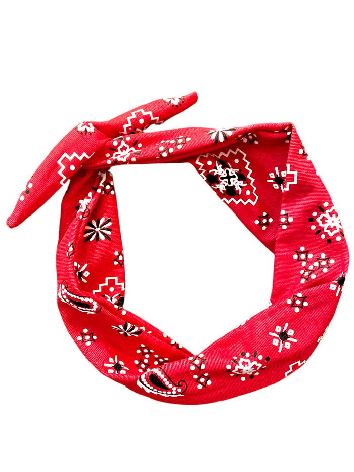 Amanda Bright Designs The Original Tie Headband Denim Red Bandana