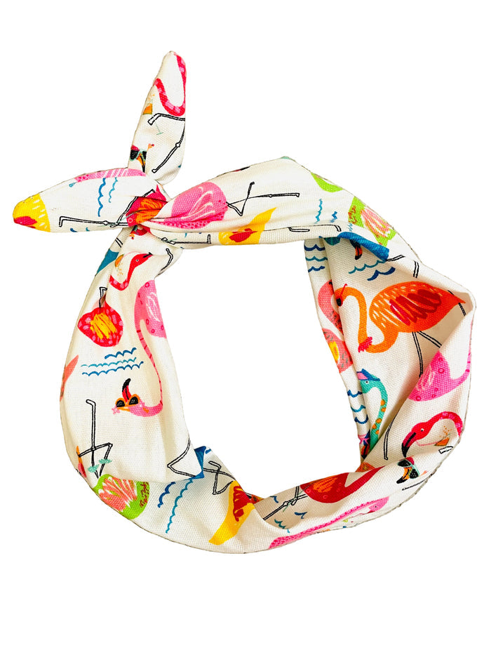 Amanda Bright Designs flamingo pattern headband in bright colors poolside beach