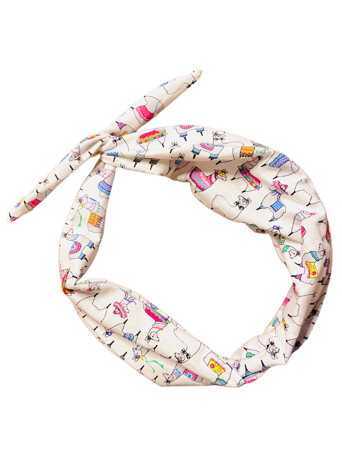 Amanda Bright Designs The Original Tie Headband Fiesta Party Llama pattern
