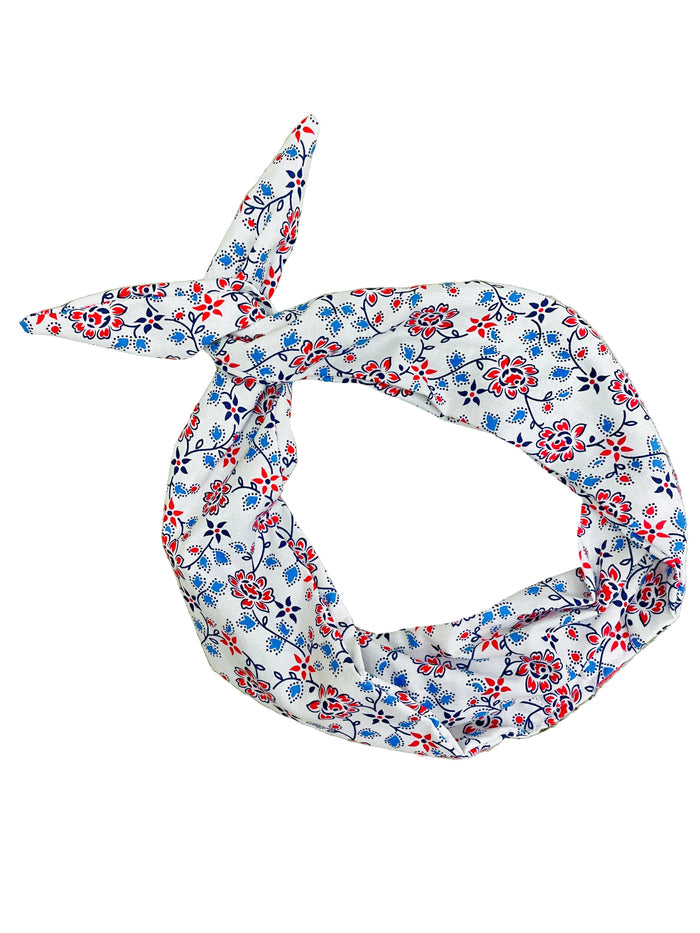 Amanda Bright Designs patriotic red white and blue Floral patterned headband