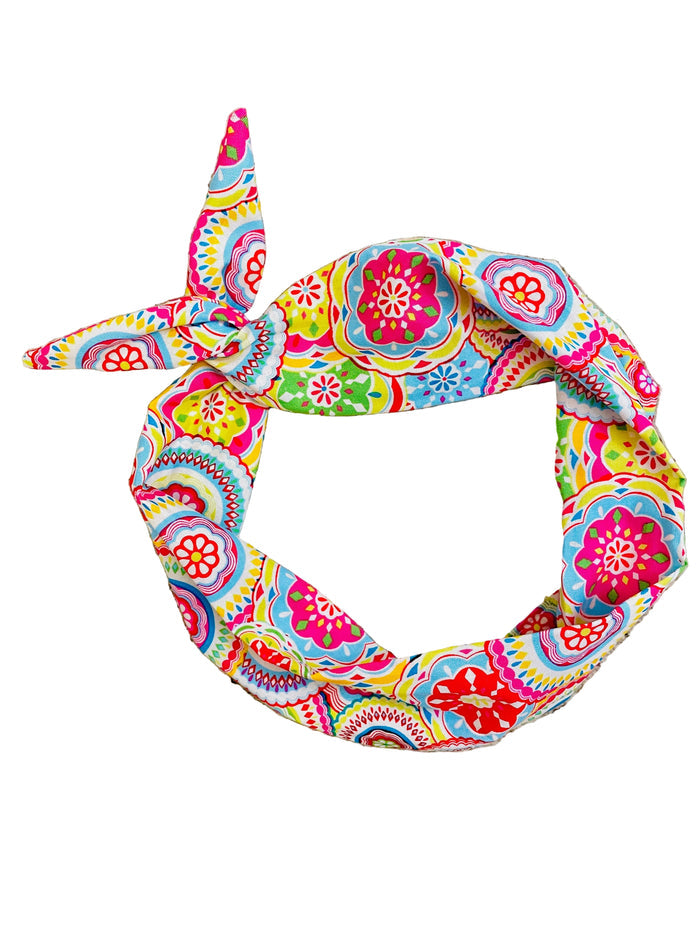 Amanda Bright Designs pink batik geometric cotton summer headband