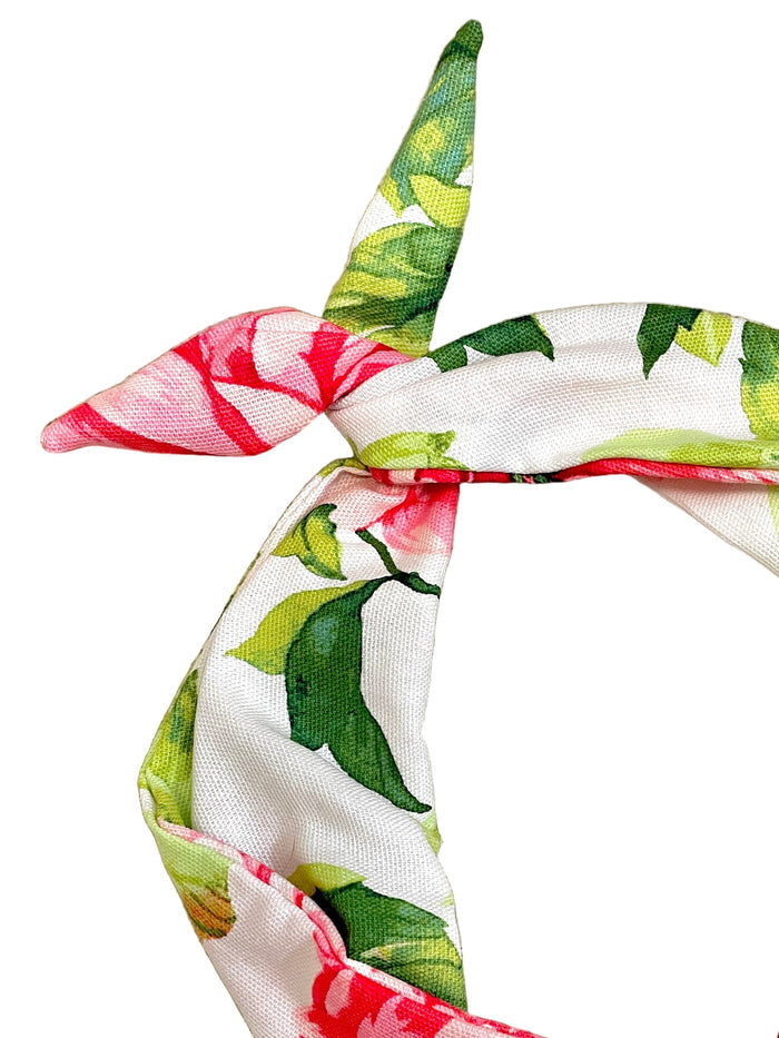 Floral headband with pink and green peony flowers Amanda Bright Designs