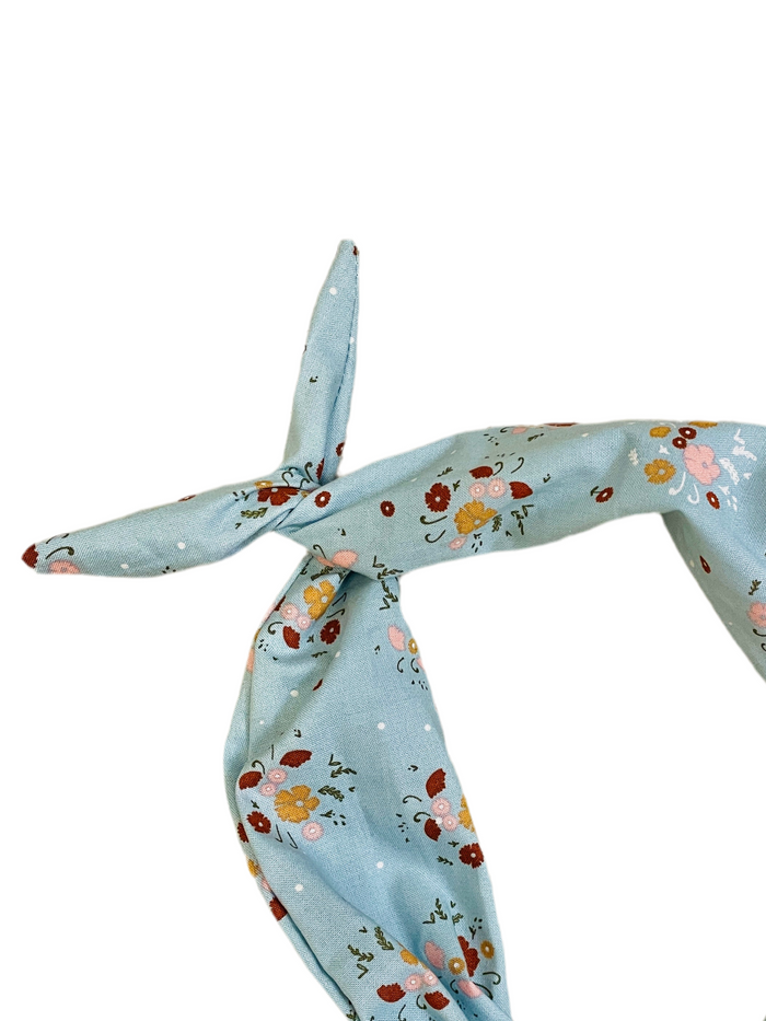 Amanda Bright Designs stormy blue headband with petite flowers in Autumn colors