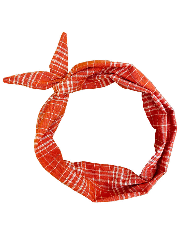 Amanda Bright Designs pumpkin plaid headband for fall football cozy season