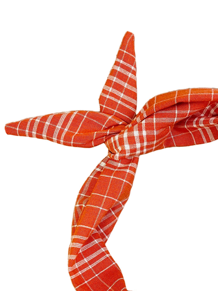 Amanda Bright Designs pumpkin plaid headband for fall Halloween holidays