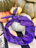 Amanda Bright Designs purple and black victorian style headband with spiders pumpkins glitter