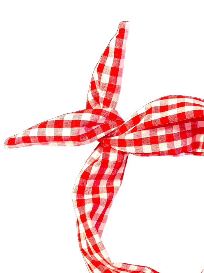 Amanda Bright Designs Red and white checkered gingham headband