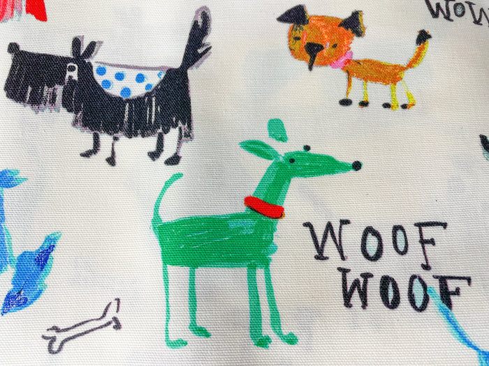 Amanda Bright Designs colorful playful dogs apron pattern Maribeth