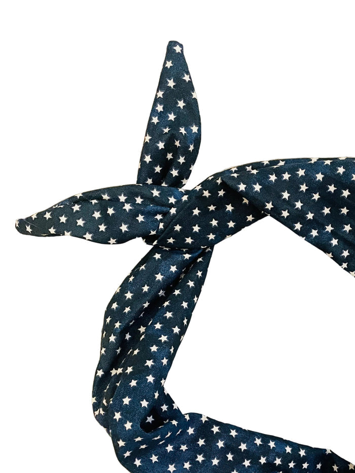 Amanda Bright Designs starry night navy blue with tiny stars headband