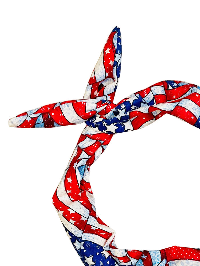 Amanda Bright Designs American flag patterned, headband, USA, red, white and blue