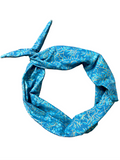 Amanda Bright Designs The Original Tie Headband Teal with Gold Foil Leaves
