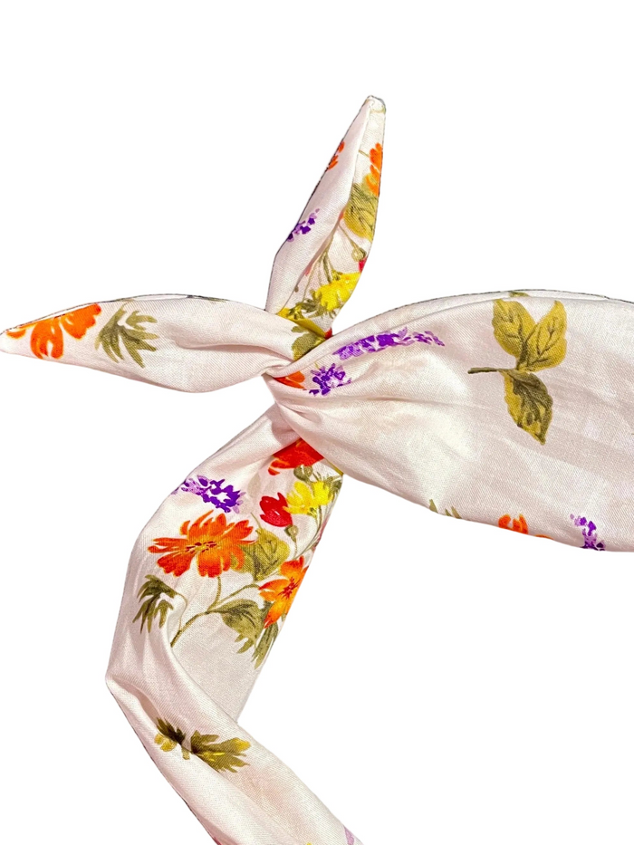 Amanda Bright Designs Texas wildflowers summer floral headband olive green leaves stems with bunches of wildflowers