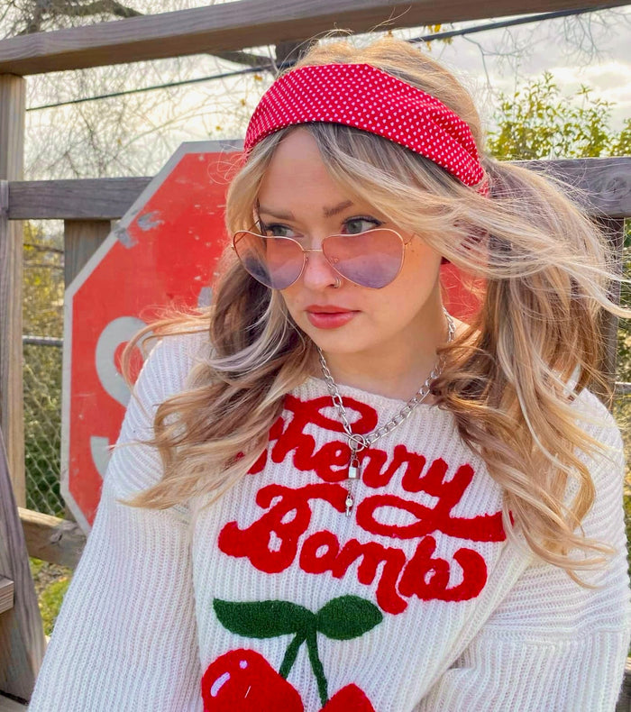Amanda Bright Designs Tiny Hearts on red headband