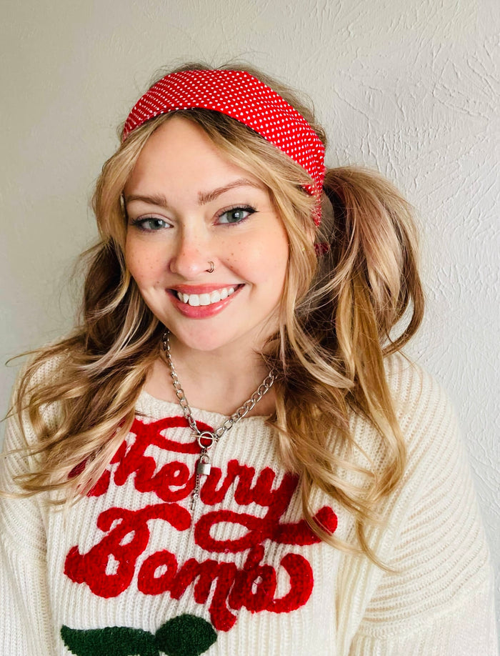 Amanda Bright Designs Tiny Hearts on red headband