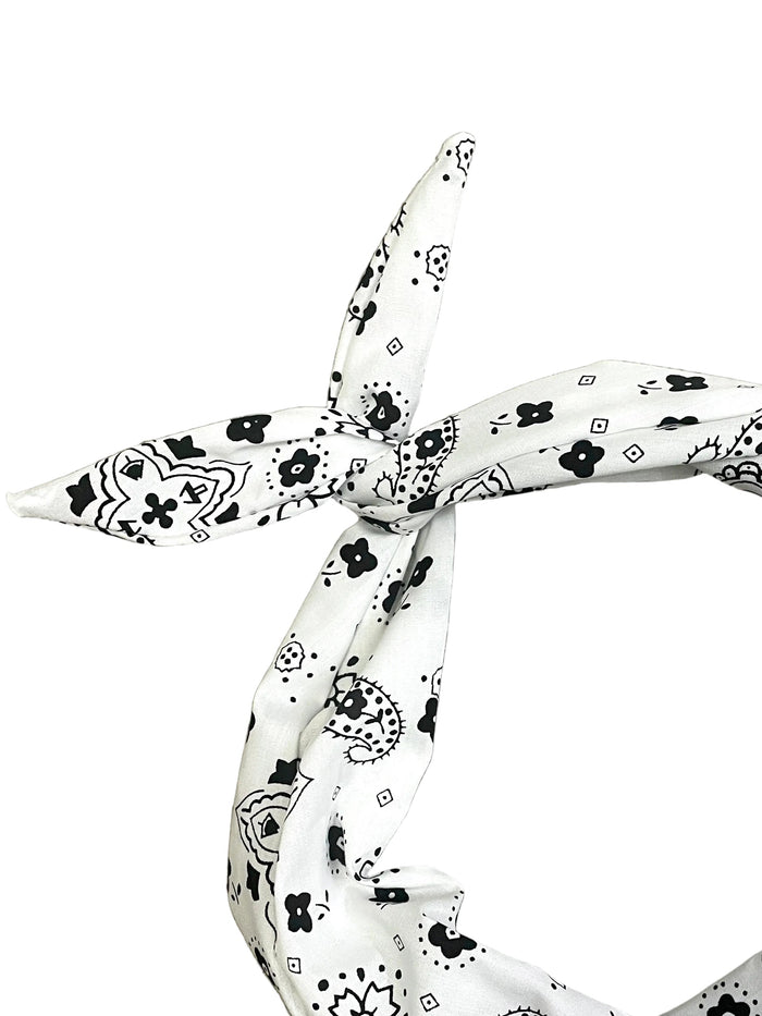 Amanda Bright Designs, white and black bandanna, head print headband