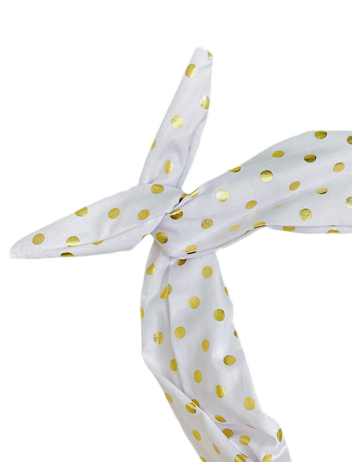 Amanda Bright Designs gold polkadot headband Greek Islands summer style